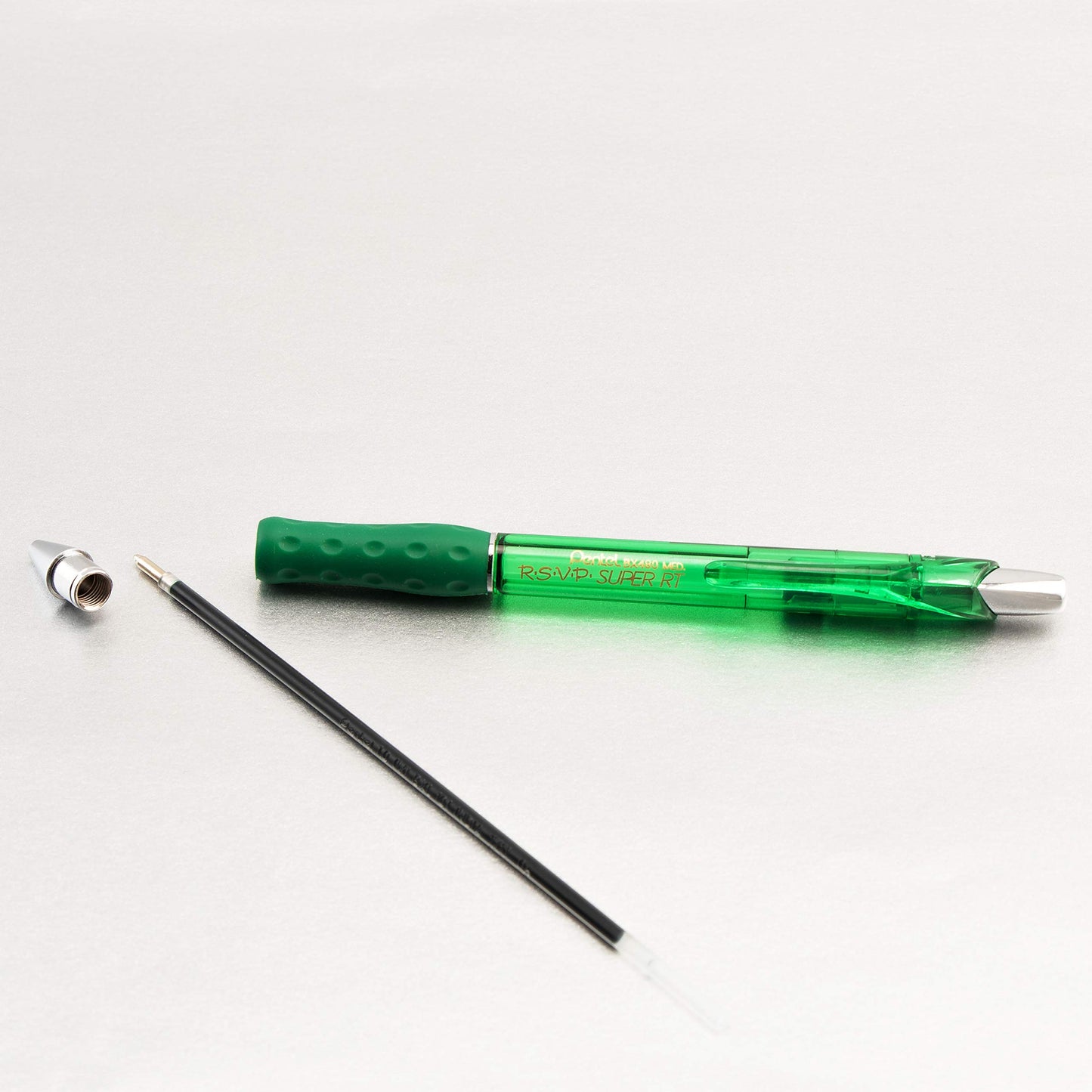 Pentel RSVP Super RT Ballpoint Pen, (1.0mm) Medium Line, Green Ink, Pack of 2 (BX480BP2D)
