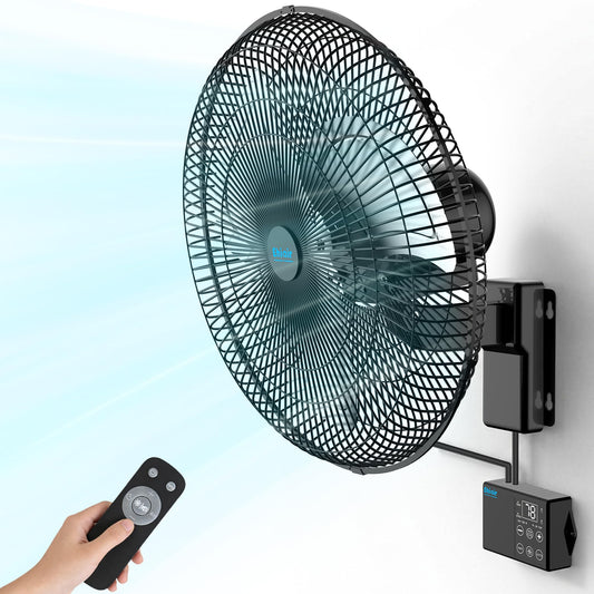 Ehiair 20" Wall Mounted Fan with Thermostat & Remote, Oscillating Fan