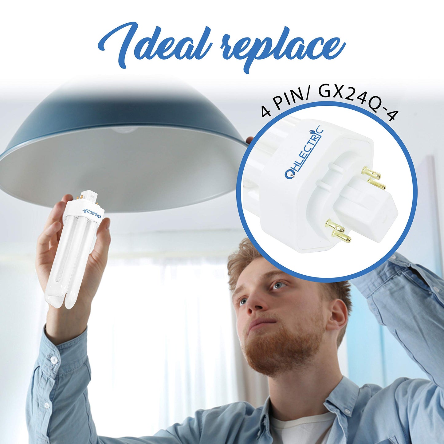 OHLECTRIC 42 Watt Smart Fluorescent Light Bulbs - 4-Pin Compact, Long-Life, Energy-Saving Amalgam - 4100K Color - OL-41592