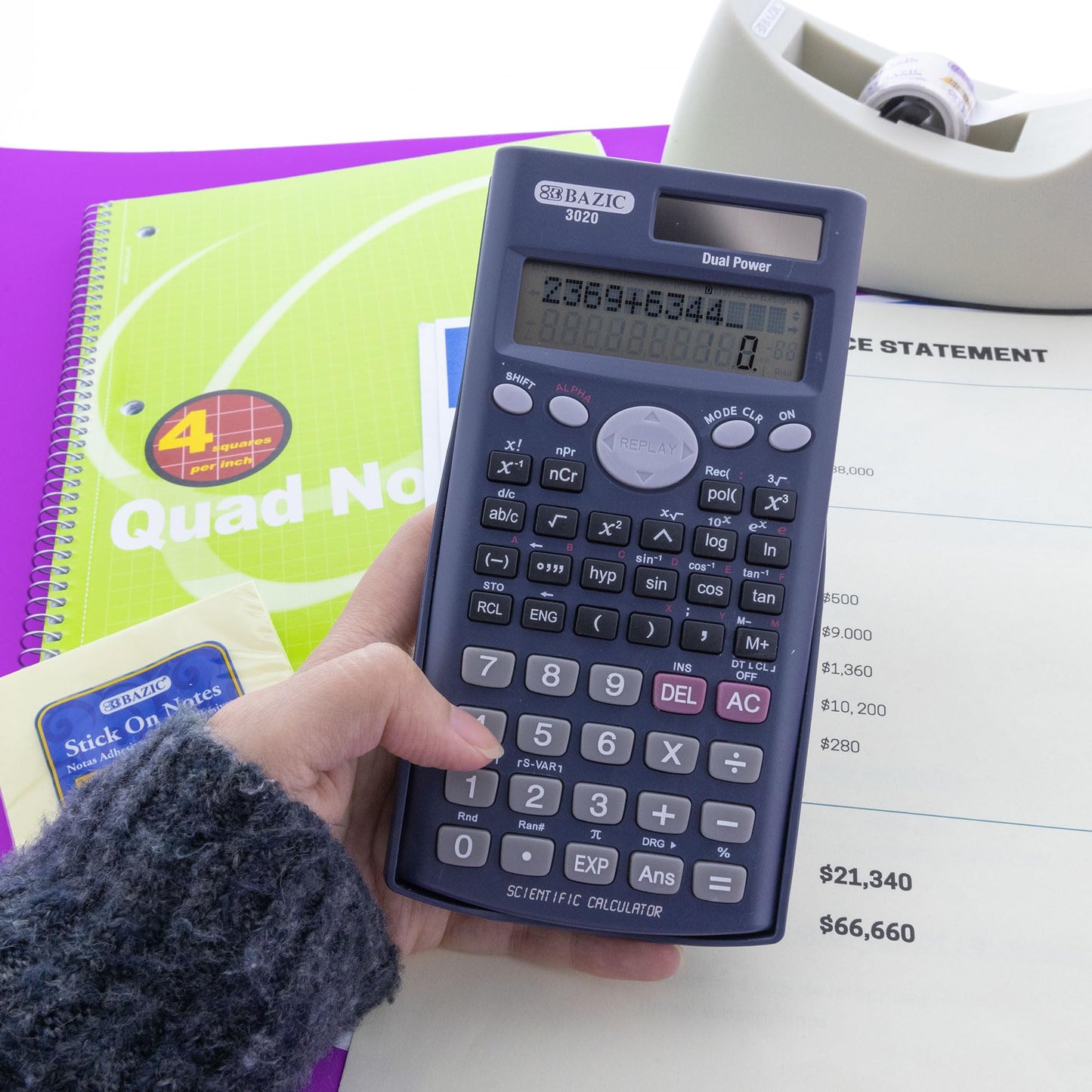 BAZIC 240 Function Scientific Calculator w/Slide-On Case