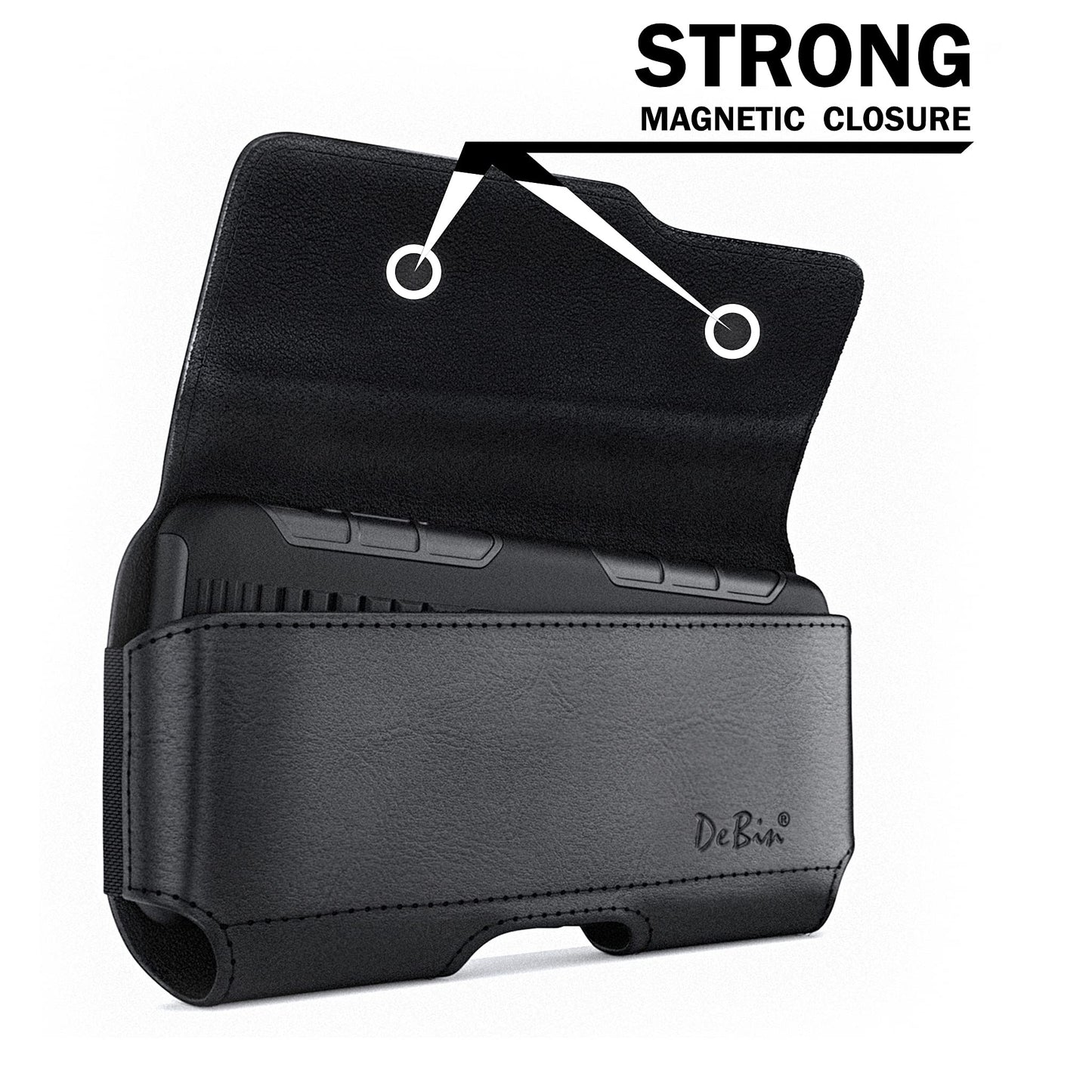 DeBin Case for Large iPhone Plus, Pro Max Cell Phones, Samsung Galaxy S24+ Plus 5G to S10+ Plus Smartphones - Cellphone Belt Holder Clip Holster Carry