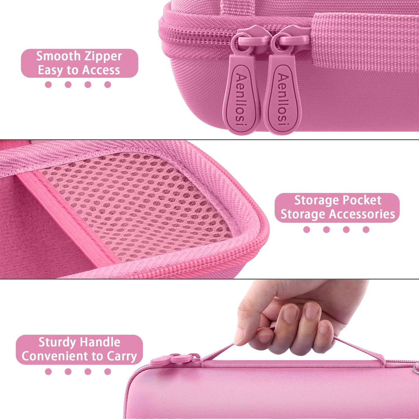 Aenllosi for JBL Flip 7/ Flip 6/ Flip 5 Protable Bluetooth Speaker Hard Case with Adjustable Shoulder Strap,Pink (Case Only)