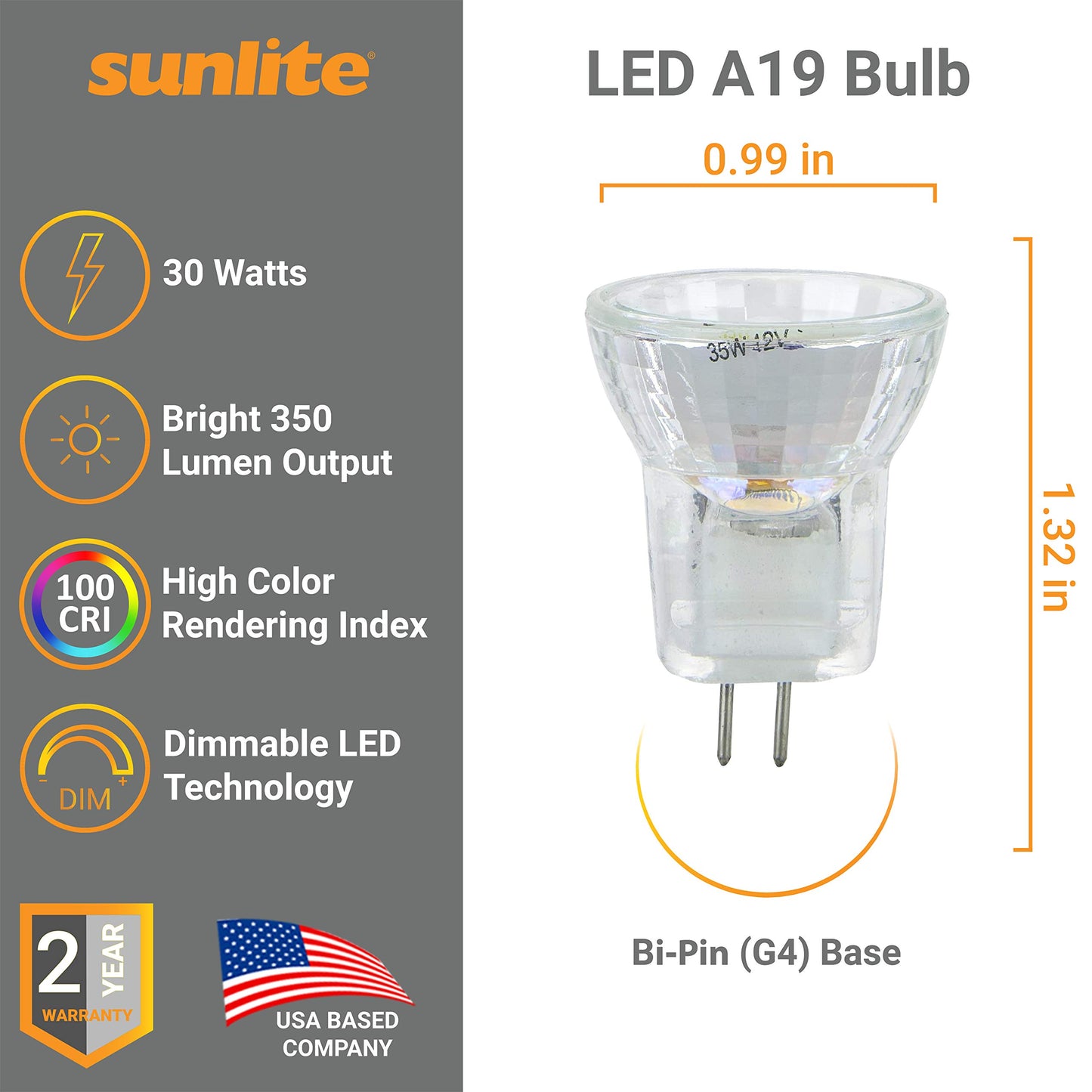 Sunlite 35MR8/CG/G4/SP/12V/6PK Halogen 35W 12V MR8 Quartz Reflector Spotlight Light Bulbs (6 Pack)