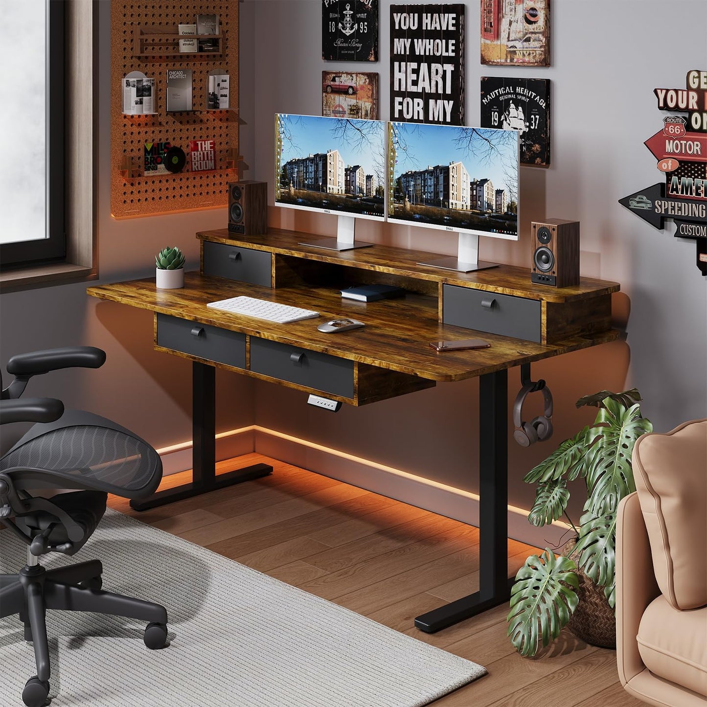 Gamork Dual Motor Electric Standing Desk Frame,Adjustable height and length,The maximum size it can accommodate is 63*28 inches for the tabletop,3