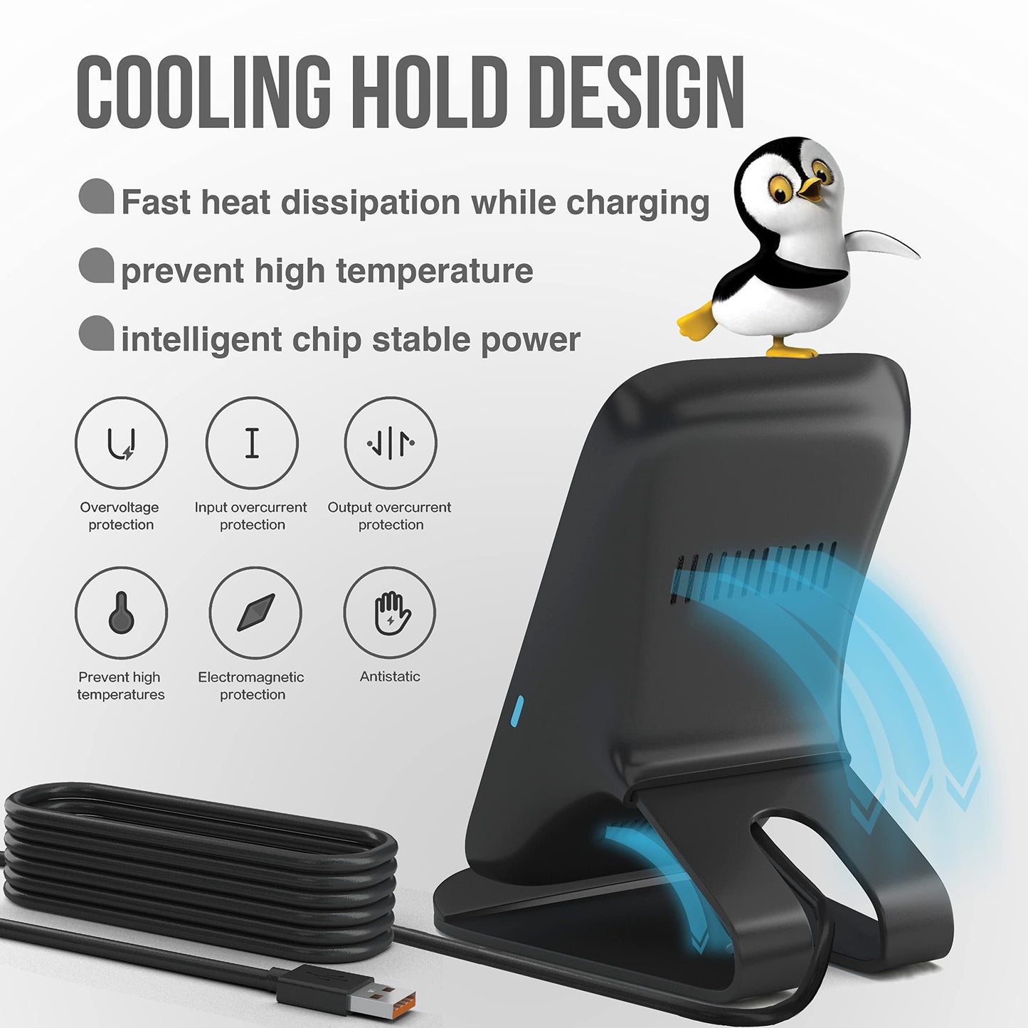 SPIOCEAN Fast Wireless Charger, Qi-Certified 10W Max Wireless Charging Stand Compatible with iPhone 16/15/14/13/12/11 Max/Pro/Mini/SE 2022, Samsung