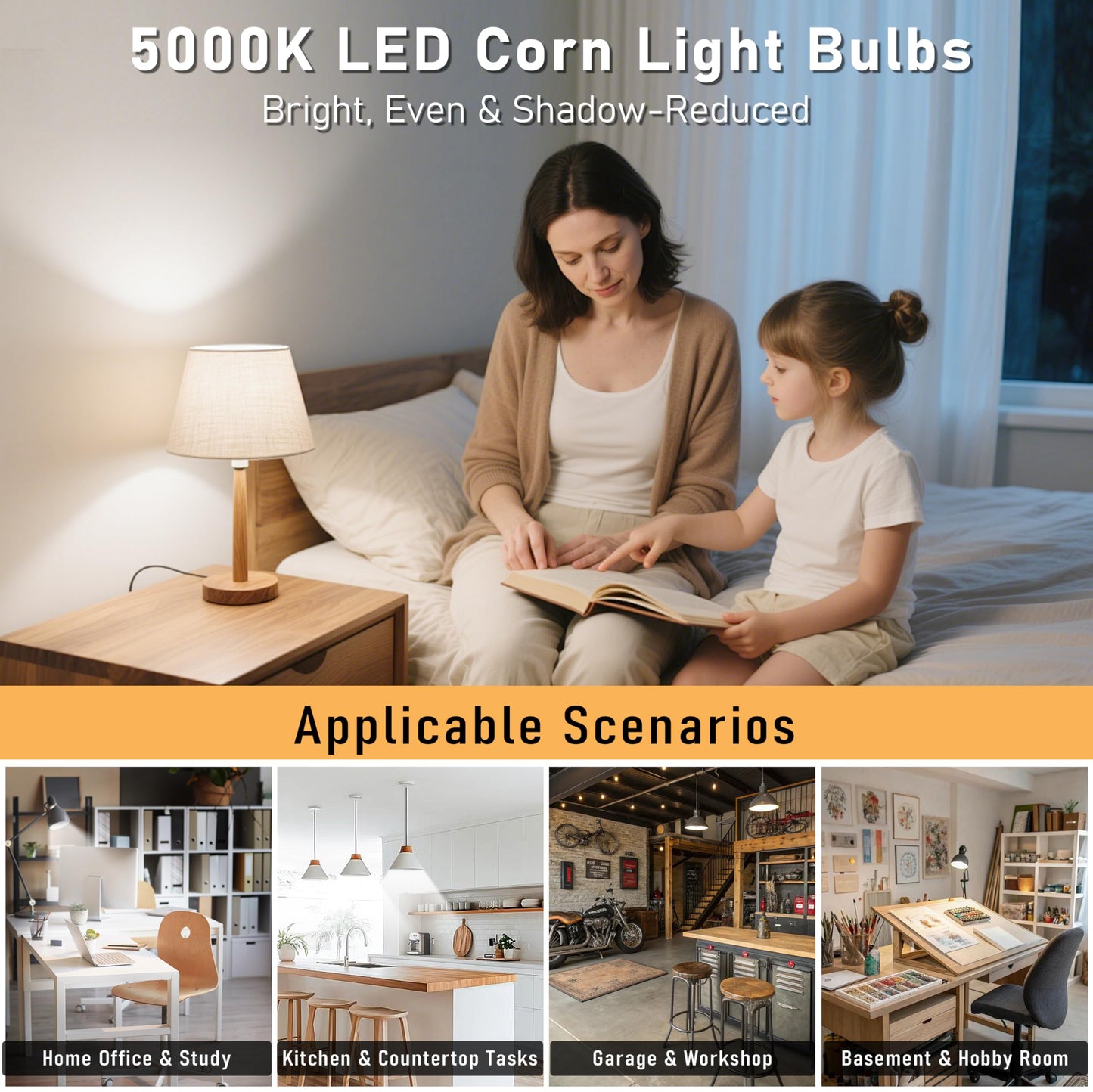 TEXTHELL 4pcs LED Corn Light Bulb 4000LM 300w Equivalent Super Bright Corn Bulb 5000K Cool Daylight White 20W LED Bulb E26/E27 Medium Base for Outdoor