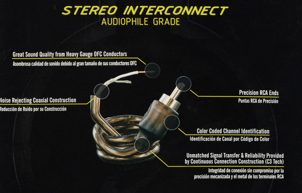 Stinger SI121.5 1.5Ft 1000 Series 2-Channel Audiophile Grade RCA Stereo Interconnect Cable