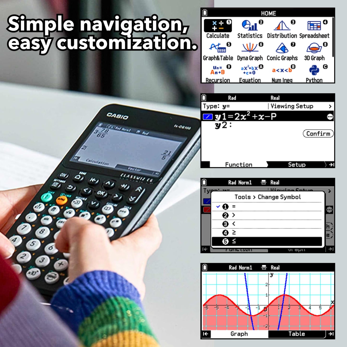 Casio fx-CG100 ClassWiz® Color Graphing Calculator with 3D Graph & Python | Large High-Res Display, Basic & Advanced Functions | Ideal for Exams