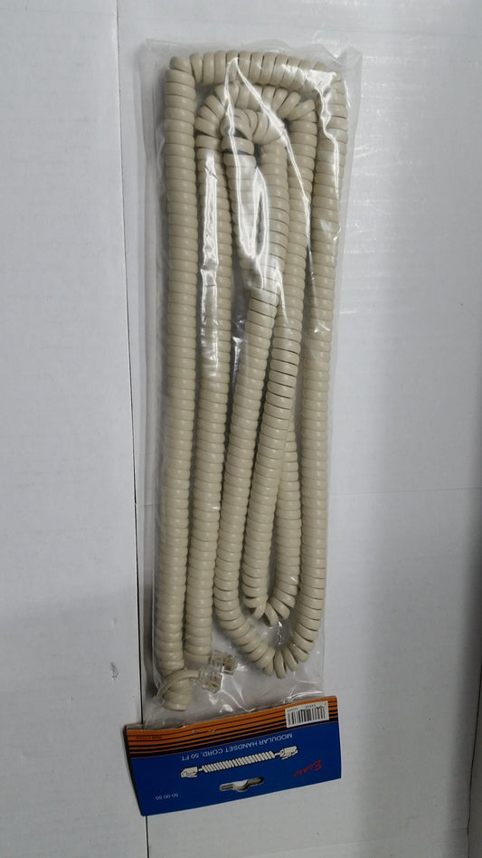 ESAW 50' Foot Modular Telephone Coiled Handset Cord Ivory Replacement