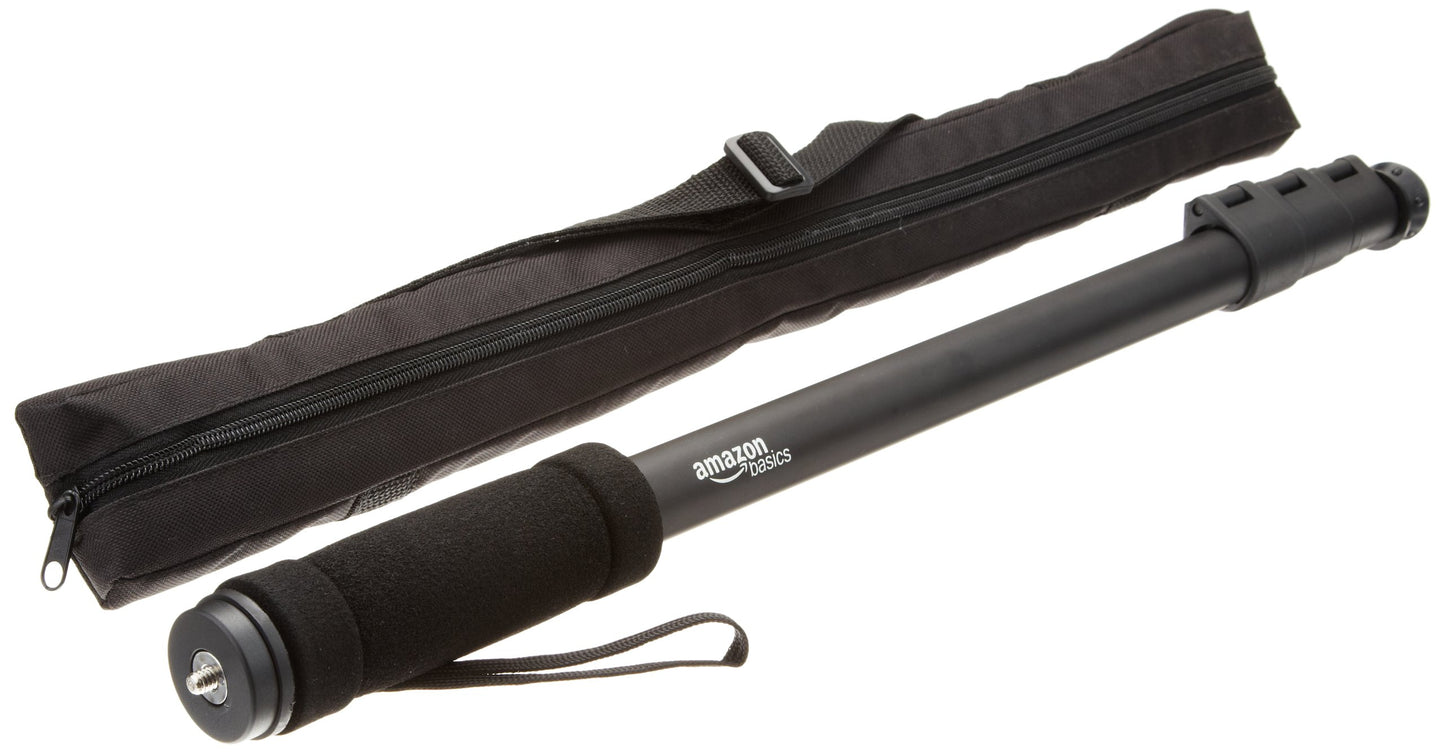 Amazon Basics 67-Inch Portable Monopod for Video Cameras with Carrying Case, Extendable, Rubber Foot, Black