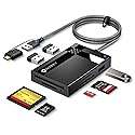 SD Card Reader 7 in 1, WARRKY [Dual Connector USB3.0/USB C, 2.5FT Nylon Cable] Memory Camera Card Adapter Hub for Micro SD/CF/MS/UHS-I, Fit for iPhone