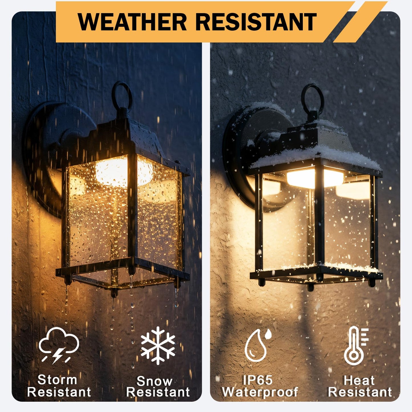 LIT-PaTH Outdoor LED Wall Lantern, Wall Sconce Exterior Porch Lighting Fixture, 3000K Warm White, 9.5W 800 Lumen, Aluminum Housing Plus Glass, Black