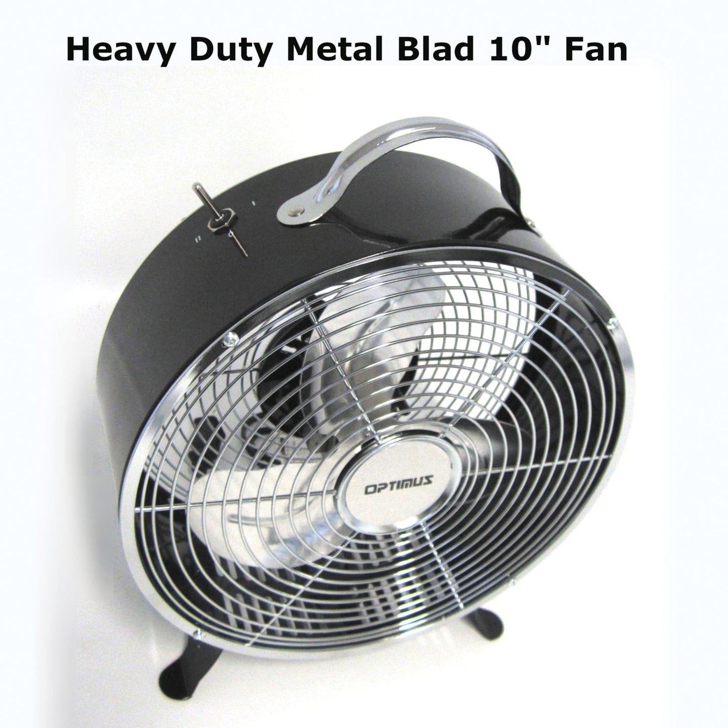 Optimus F-6310BK F-6310 2-Speed 50-Watt 10-In. Portable Retro Drum Fan (Black)