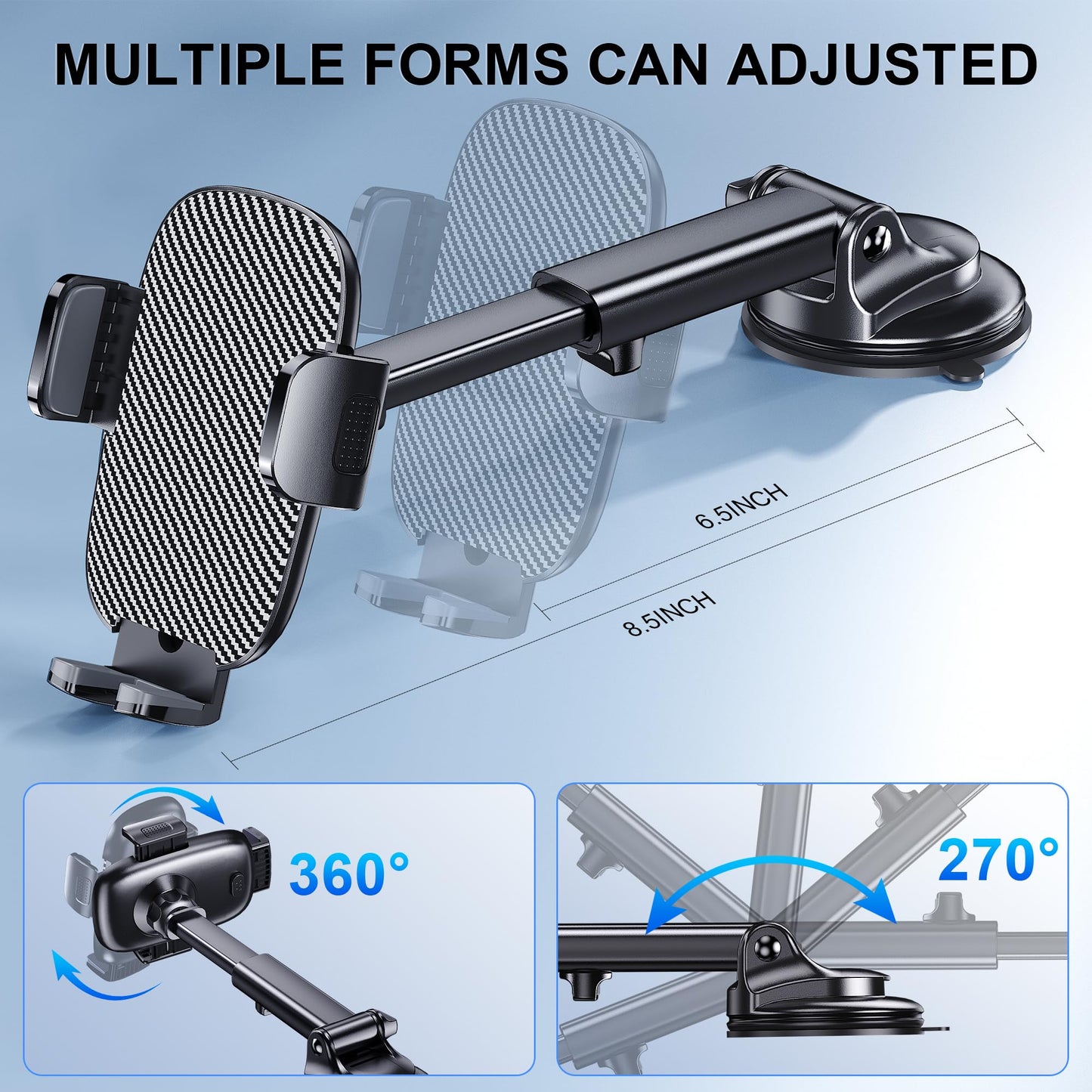 GUWEZ Phone Holder Car Mount for iPhone [Powerful Suction] Phone Mount for Car Dashboard Windshield Air Vent Universal Accessories [Thick Cases
