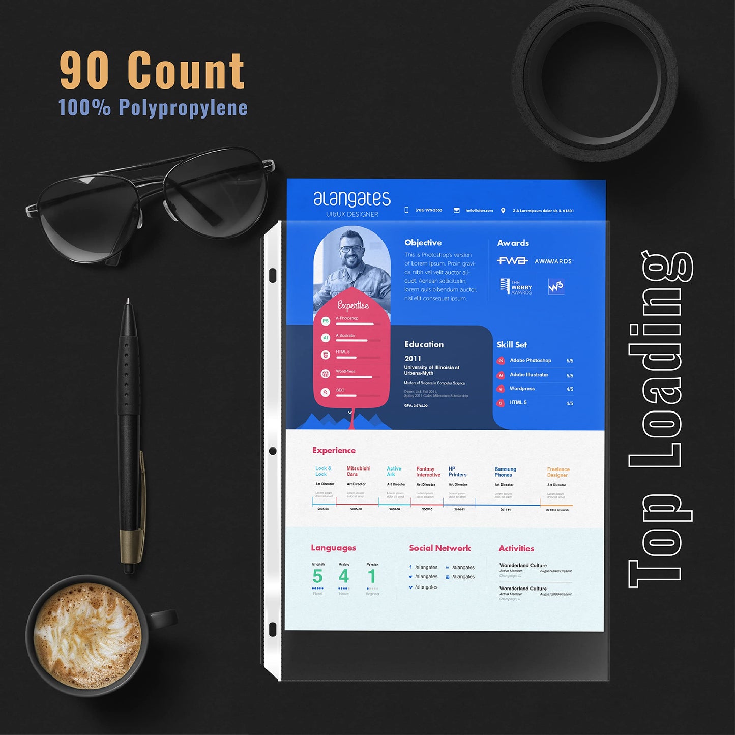 Better Office Products 90 Count Sheet Protectors, 100 Percent Poly Sheet Protectors 8.5 x 11, Top Loading Paper Protectors