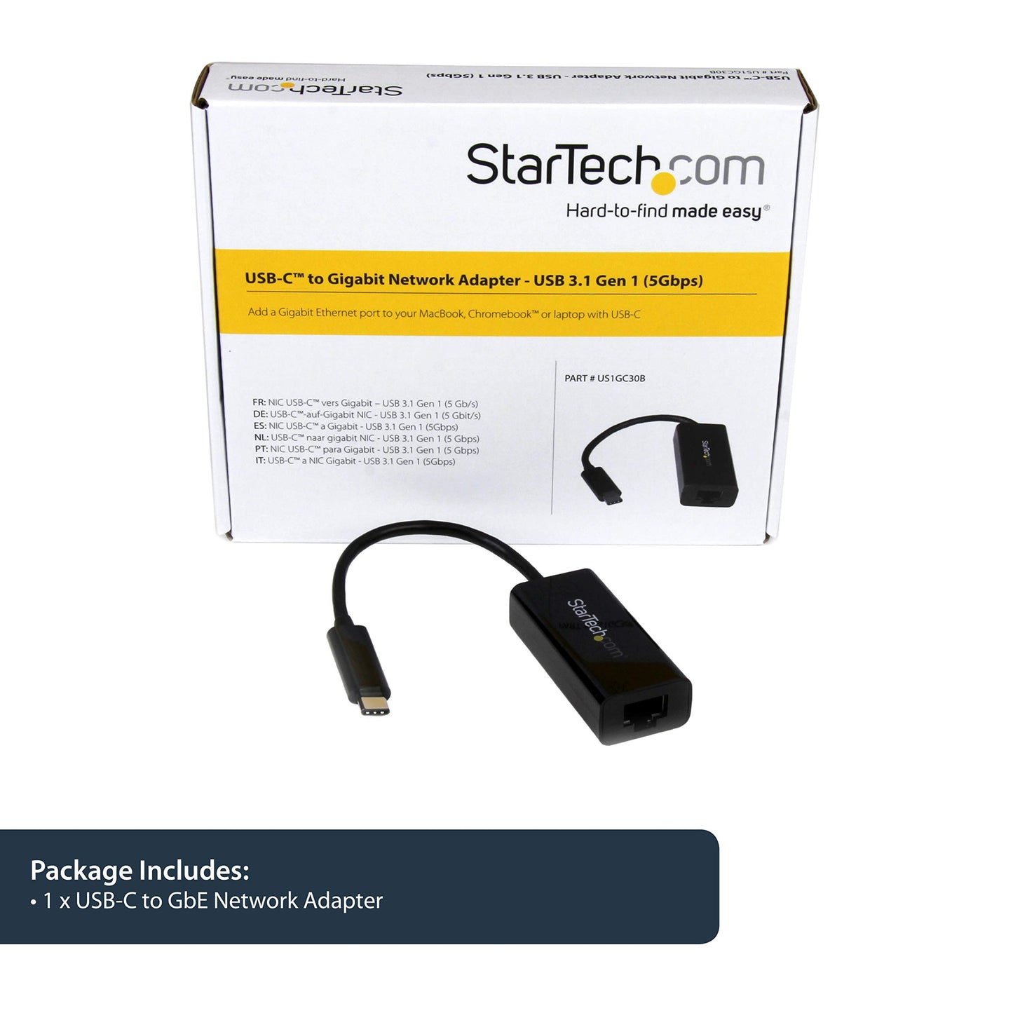 StarTech.com USB-C to Gigabit Ethernet Adapter, Thunderbolt 3 /4 Compatible, RJ45 LAN Network Converter, Windows & Mac