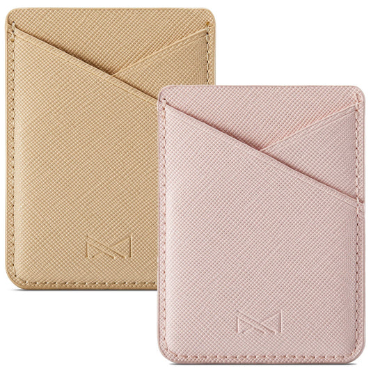 BIAJIYA Phone Card Holder, PU Leather Sleeve, Credit Card Holder Stick On Phone Case for iPhone Samsung Most Smartphones (Pink)