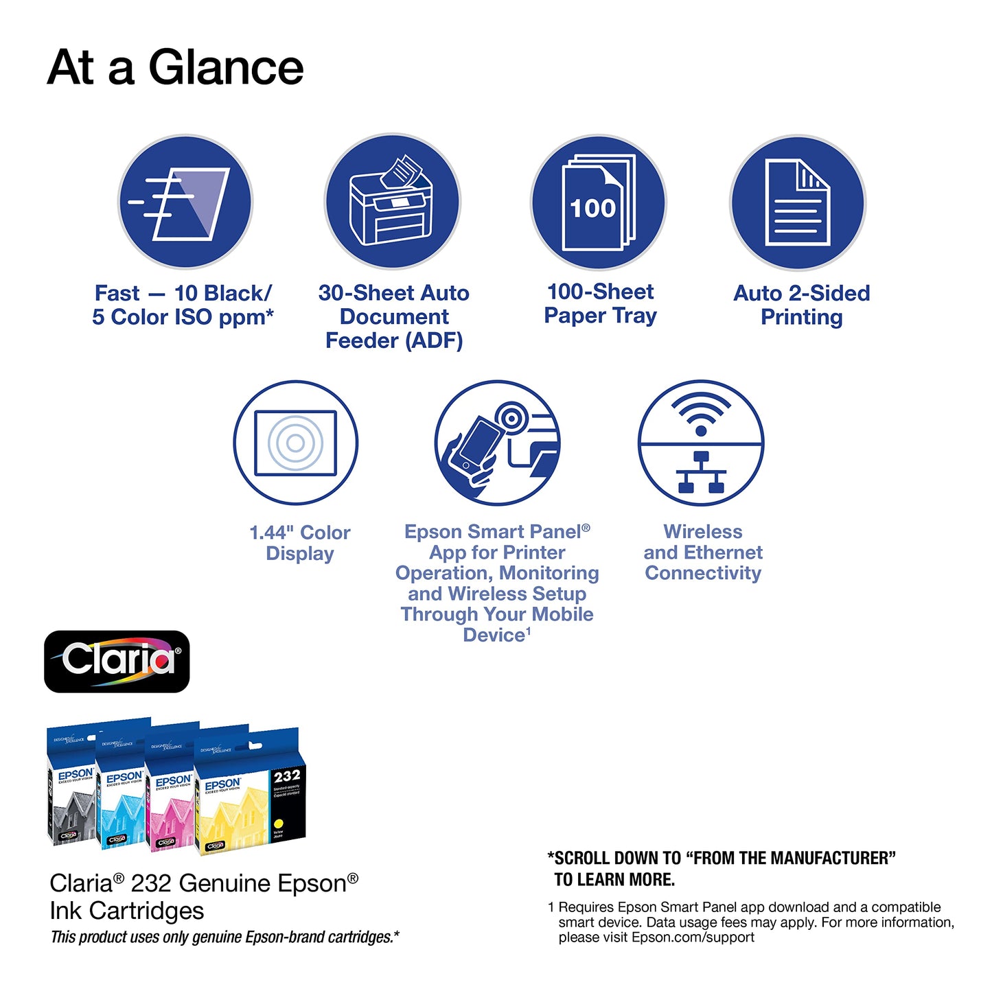 Epson Workforce WF-2930 Wireless All-in-One Printer with Scan, Copy, Fax, Auto Document Feeder, Automatic 2-Sided Printing and 1.4" Color