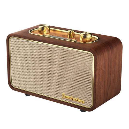 TRENBADER Retro Bluetooth Speaker-Wireless Portable Speakers with Subwoofer-Elegant & Vintage Design, Vintage Radio Rotary Am/Fm Tuning Dial, Wireless