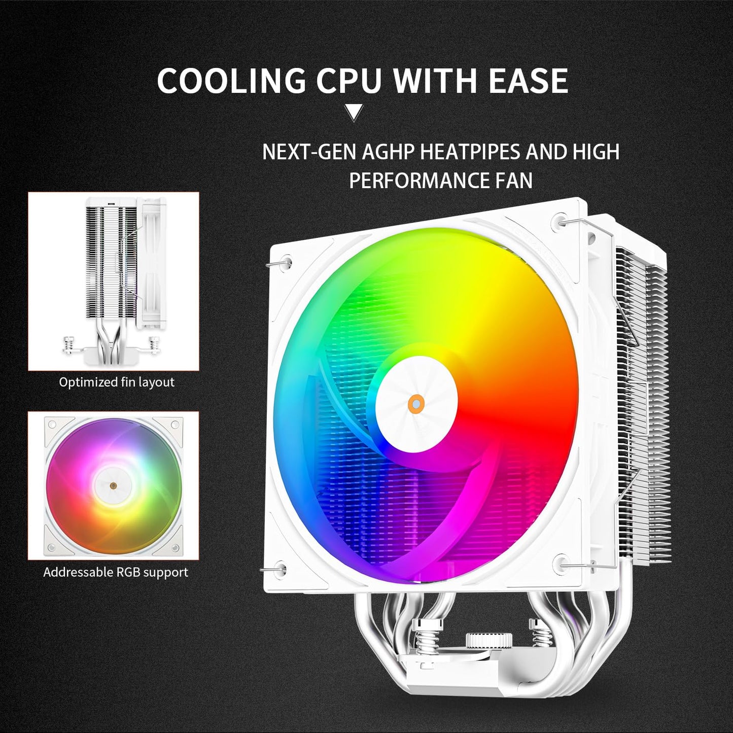 Thermalright Assassin X 120R Digital ARGB White CPU Cooler Air with 4X6mm HeatPipes, Digital Screen Top Cover,PWM Fan Heatsink CPU Cooler,151mm High