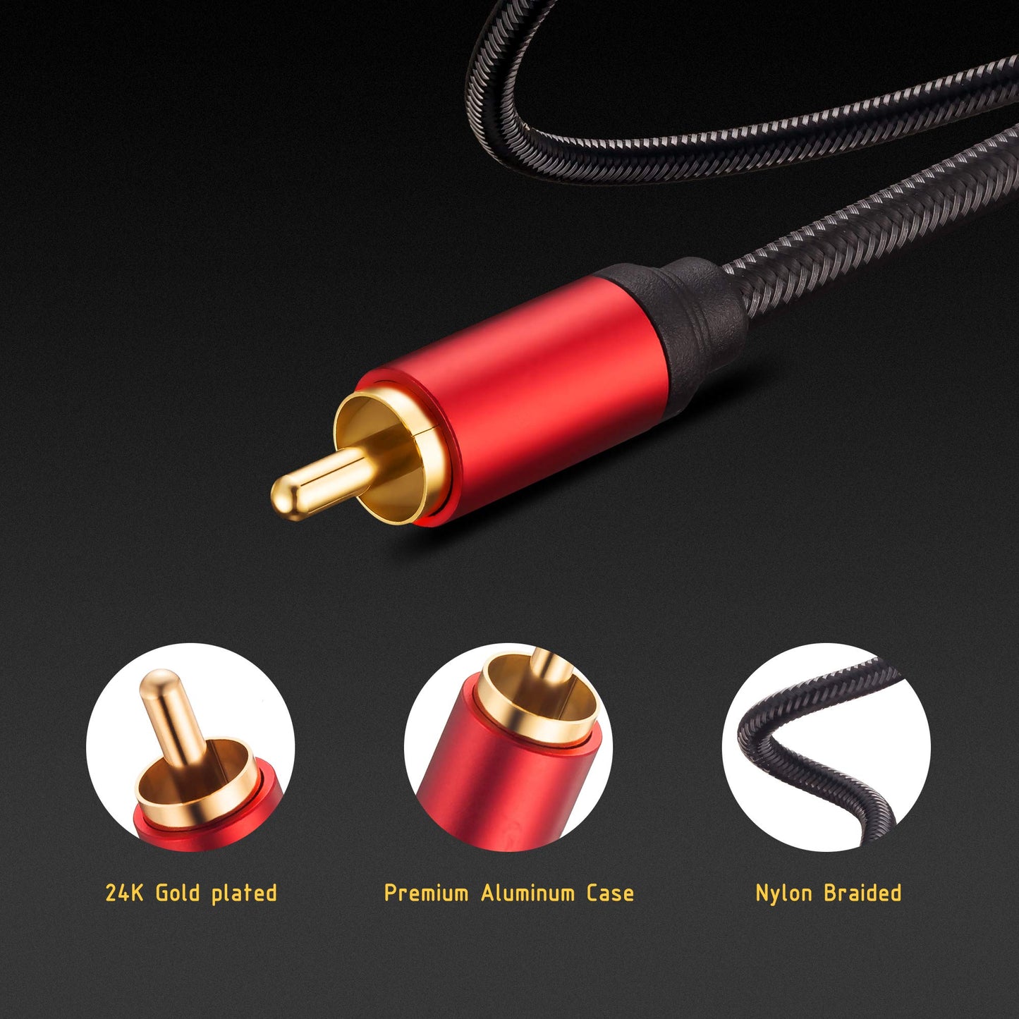 RCA Cable 40Ft, 3.5mm Male to 2RCA Male Stereo Audio Adapter Cable Nylon Braided AUX RCA Y Cord for Smartphones, MP3, Tablets, Speakers, HDTV