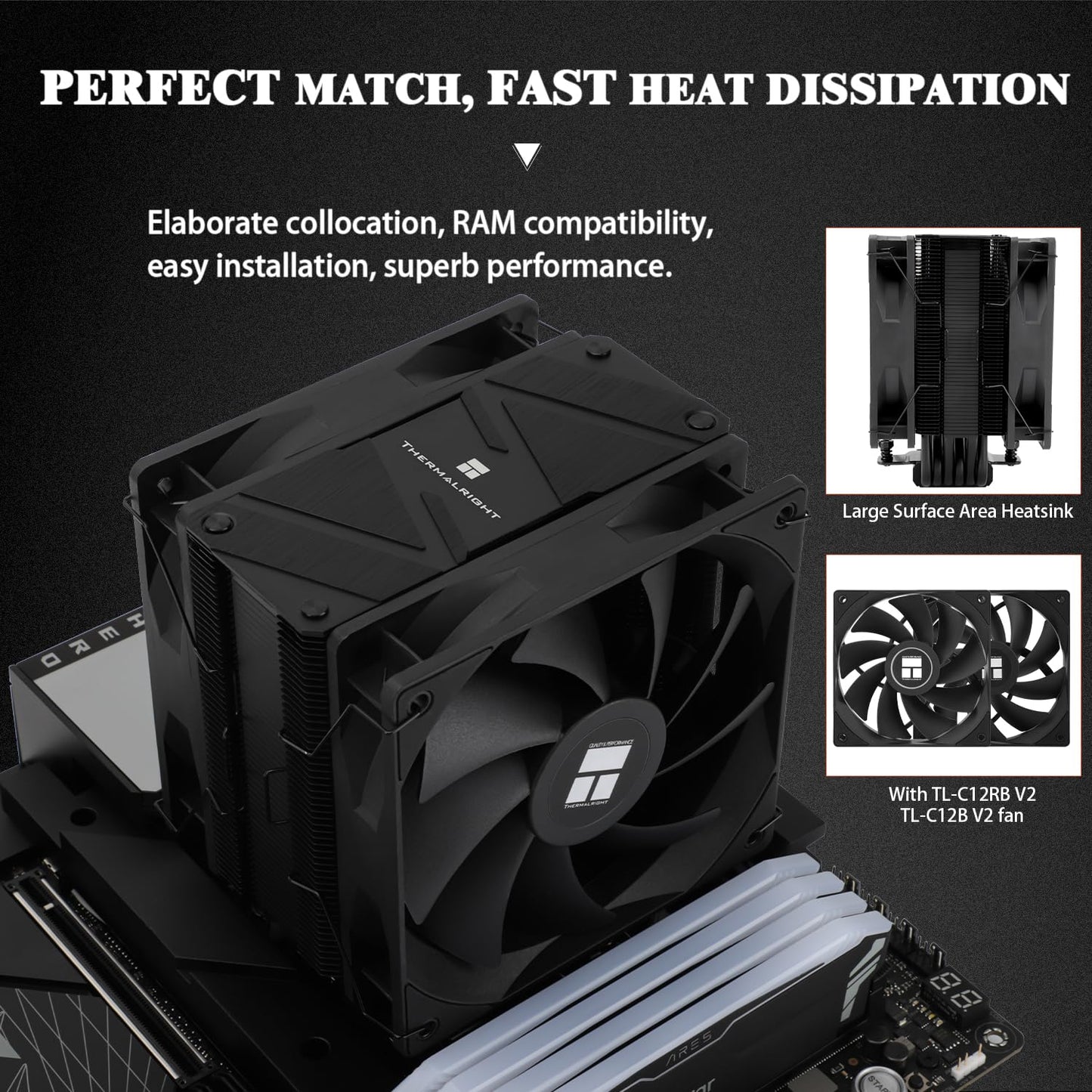 Thermalrlght Burst Assassin 120 EVO Dark CPU Air Cooler,Double 120mm PWM Fans CPU Cooler, for Intel LGA1700/1851/1150/1151/1200