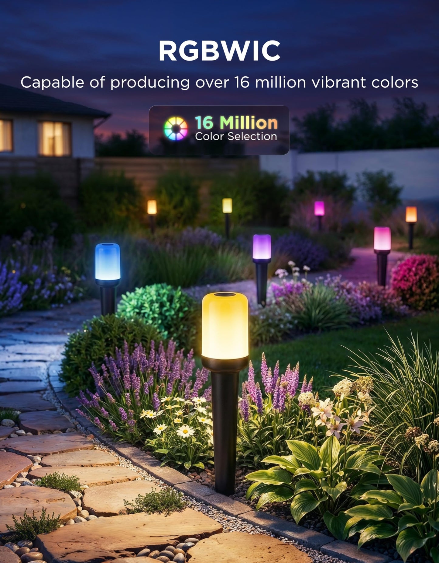 Govee Outdoor Cylinder Pathway Lights 8 Pack, 425lm Patio Lights, IP67 Waterproof, 60+ Preset Scene Modes, Outdoor Decor for Path, Patio, Garden