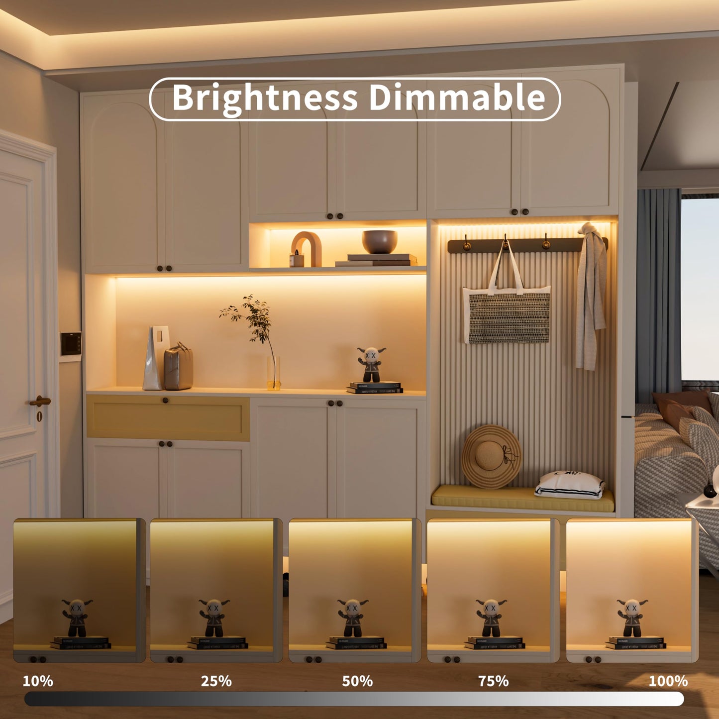 MIWISE COB LED Strip Light 32.8ft/10m,CRI 90+ Warm White 3000K High Lumen Dimmable Super Bright Flexible DC24V LED Tape Light