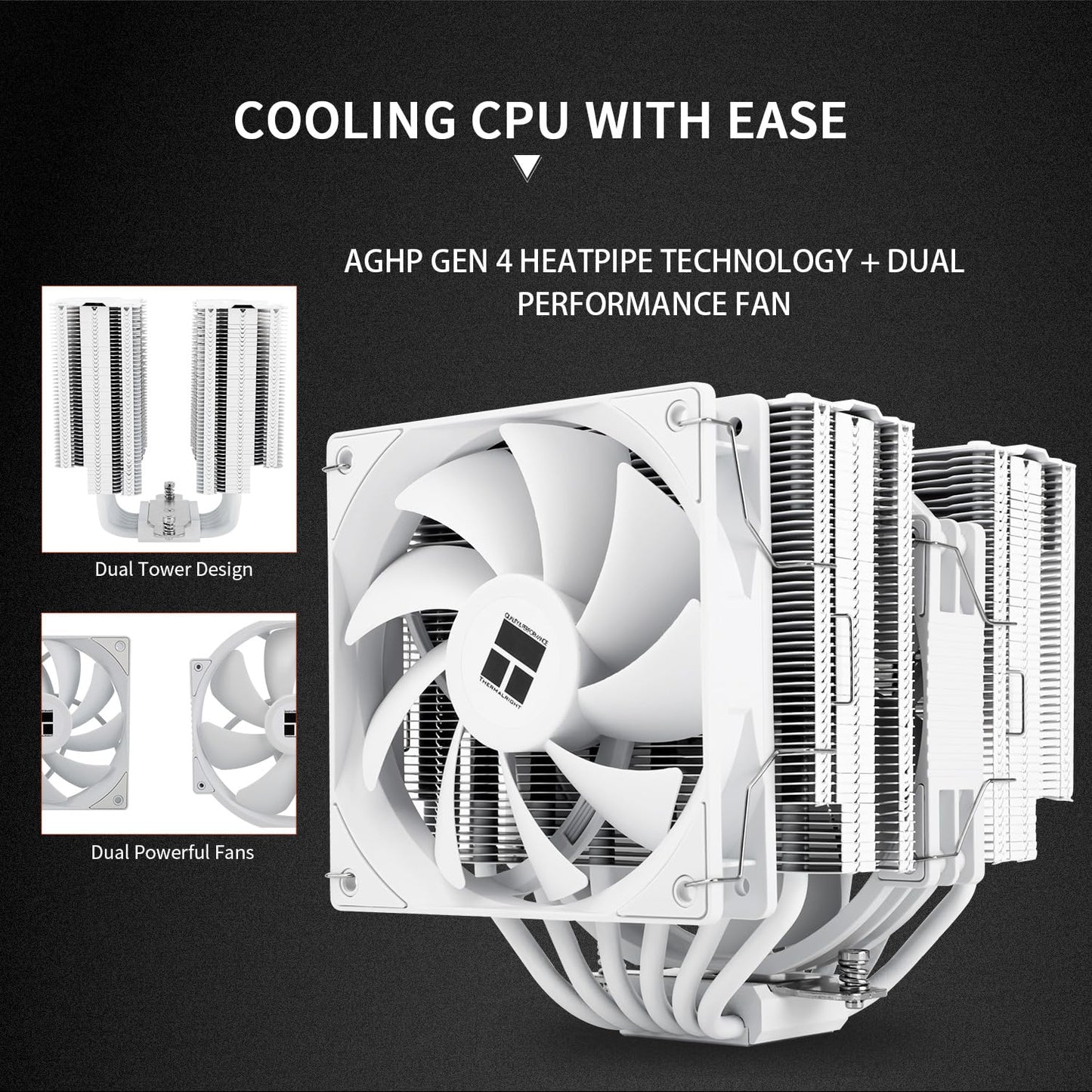 Thermalright Peerless Assassin 140 White CPU Air Cooler, 6 Heat Pipes, Dual PWM Fans and Double Towers,158mm High CPU Cooling