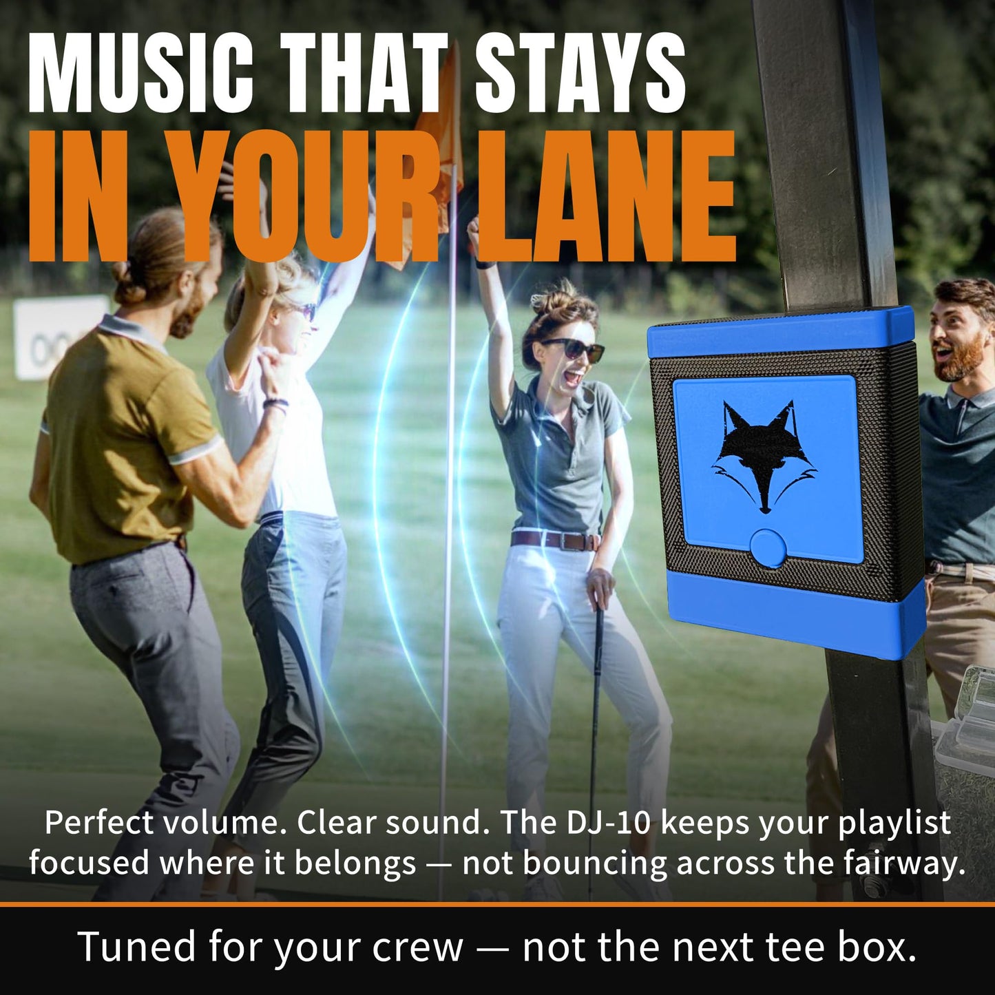DESERT FOX GOLF DJ-10 Golf Cart Bluetooth Speaker - Wireless Magnetic Golf Speaker with Secure Mount - Loud, Weatherproof Sound with Retro Volume Knob