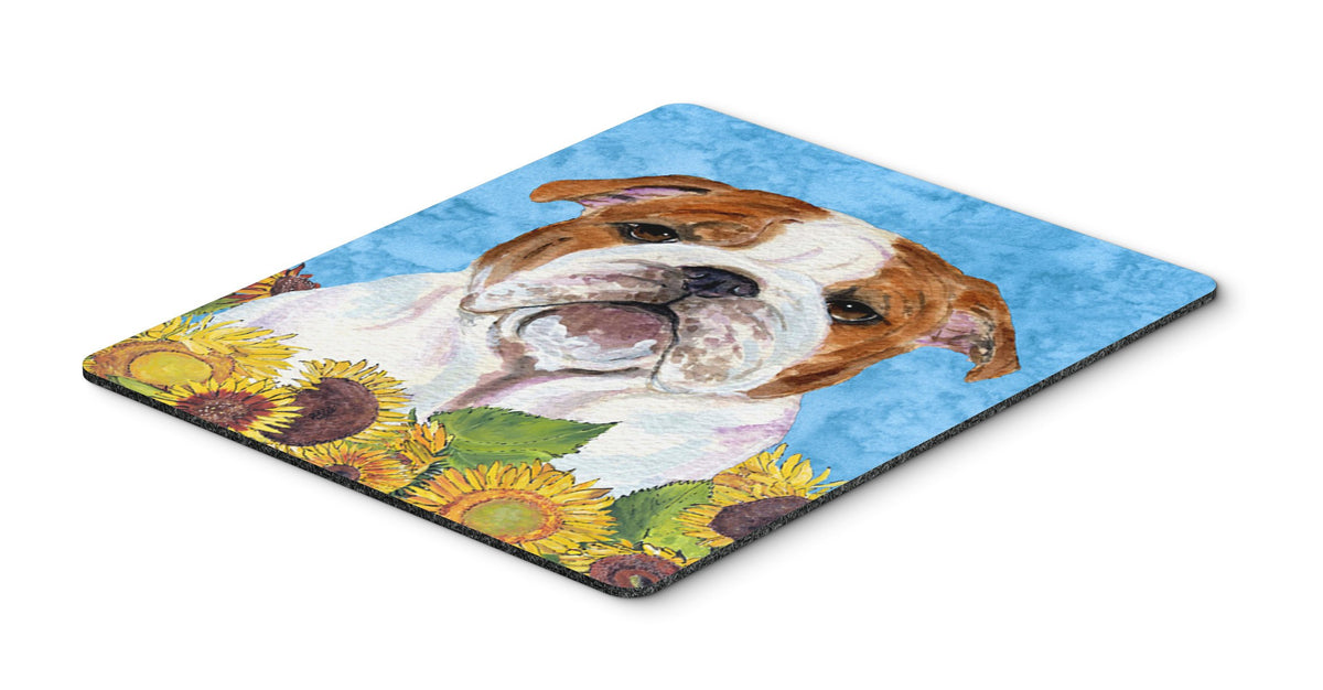 Caroline's Treasures SS4117MP Bulldog English in Summer Flowers Mouse Pad, Hot Pad or Trivet for Home Office Gaming Working Computers Laptop Mouse