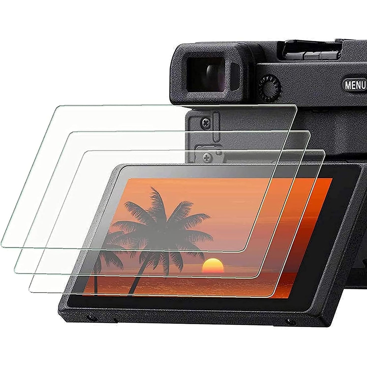 PCTC Screen Protector Compatible with Sony alpha A6600 A6100 A6400 A6000 A6300 A5000 Nex-7 NEX-6 NEX-5, [3 Pack] 0.3mm 9H Hardness Tempered Glass
