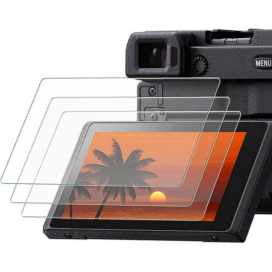 PCTC Screen Protector Compatible with Sony alpha A6600 A6100 A6400 A6000 A6300 A5000 Nex-7 NEX-6 NEX-5, [3 Pack] 0.3mm 9H Hardness Tempered Glass