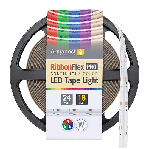 Armacost Lighting RibbonFlex Pro 24V COB LED Strip Light Tape RGB+W, 300 Lumens/Ft, 5M 177720