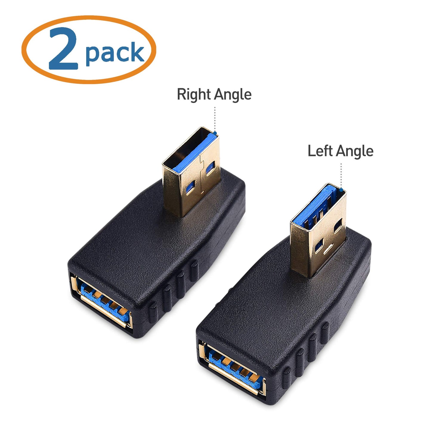 Cable Matters Combo-Pack 90 Degree Left and Right Angle USB Adapter Gender Changer