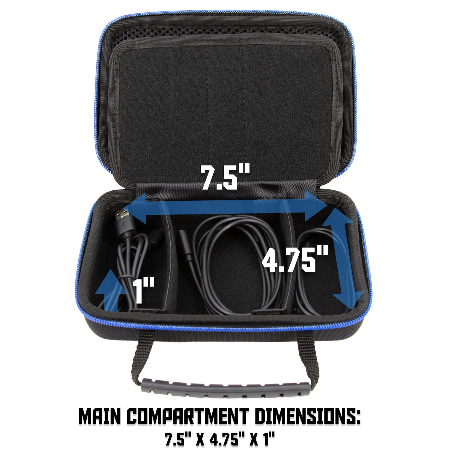CASEMATIX Hard Shell Electronics Organizer Travel Case with 2 Adjustable Cable Bag Dividers, 3 Zipper Pouches and Elastic Cable Loops - Compact and
