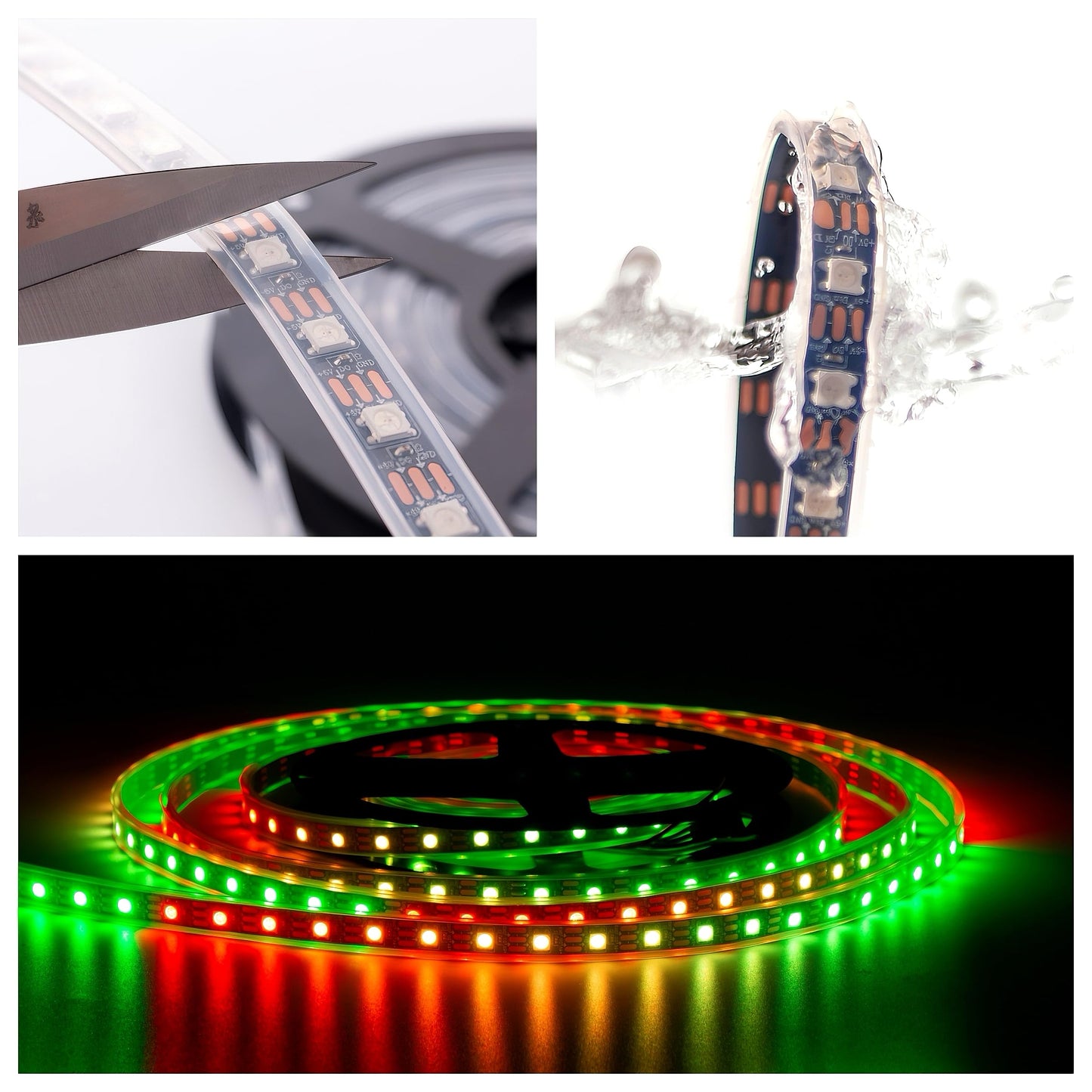 SVFISHKK WS2812B LED Strip Individual Addressable Light 16.4FT 60Pixels/m 300Pixels Dream Color SMD 5050 LED Pixel RGB Strip IP67 Waterproof DC5V