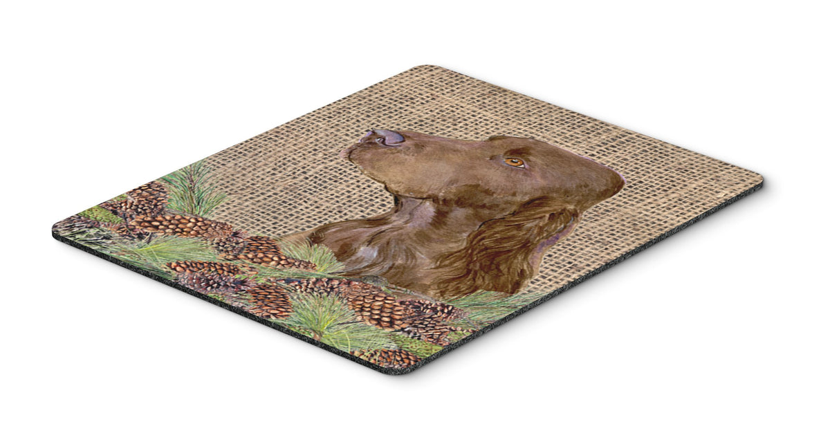 Caroline's Treasures SS4066MP Field Spaniel on Faux Burlap with Pine Cones Mouse Pad, Hot Pad or Trivet for Home Office Gaming Working Computers