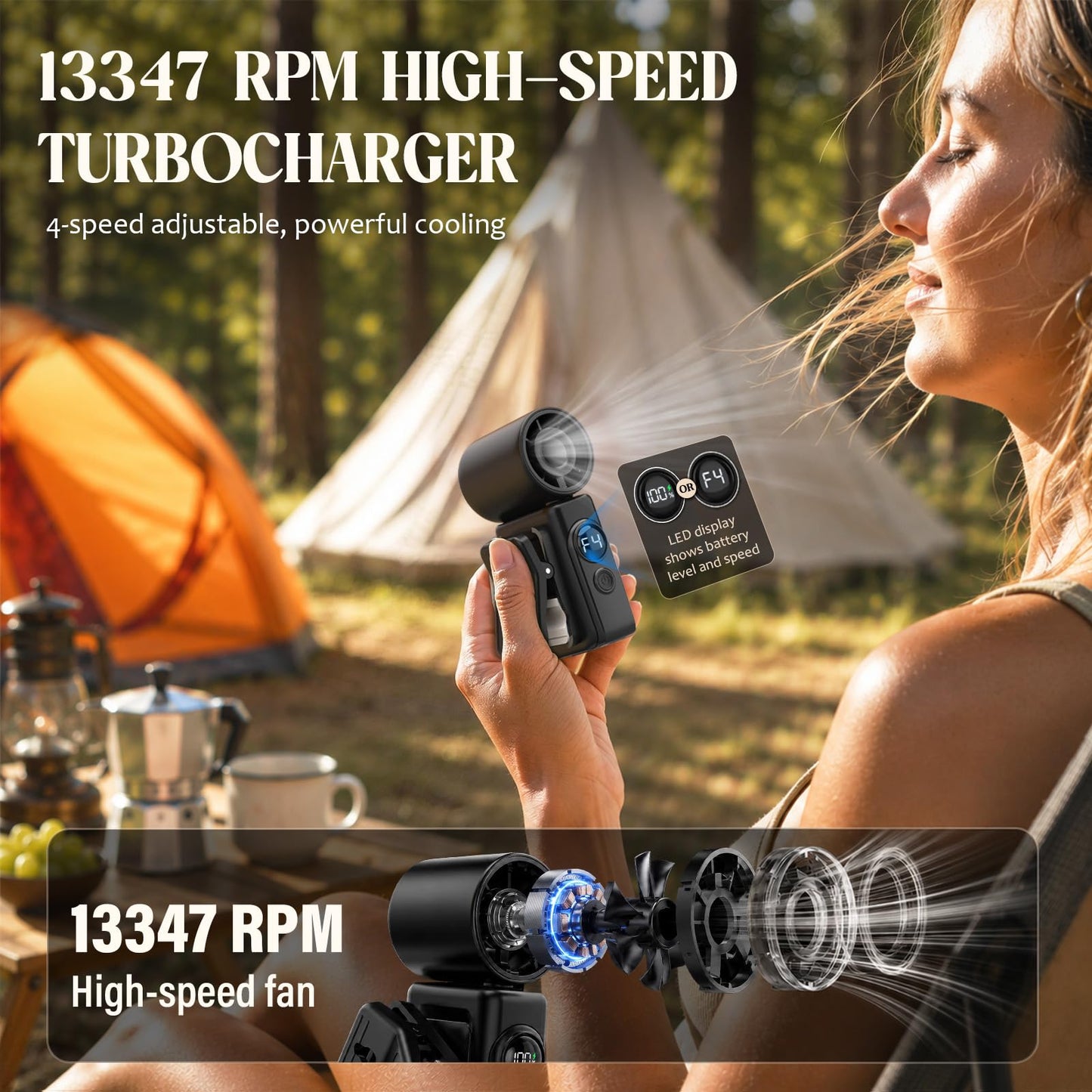 Portable Handheld Fan, Mini Clip On Fan with 4 Speeds, 0.26lb mini fan