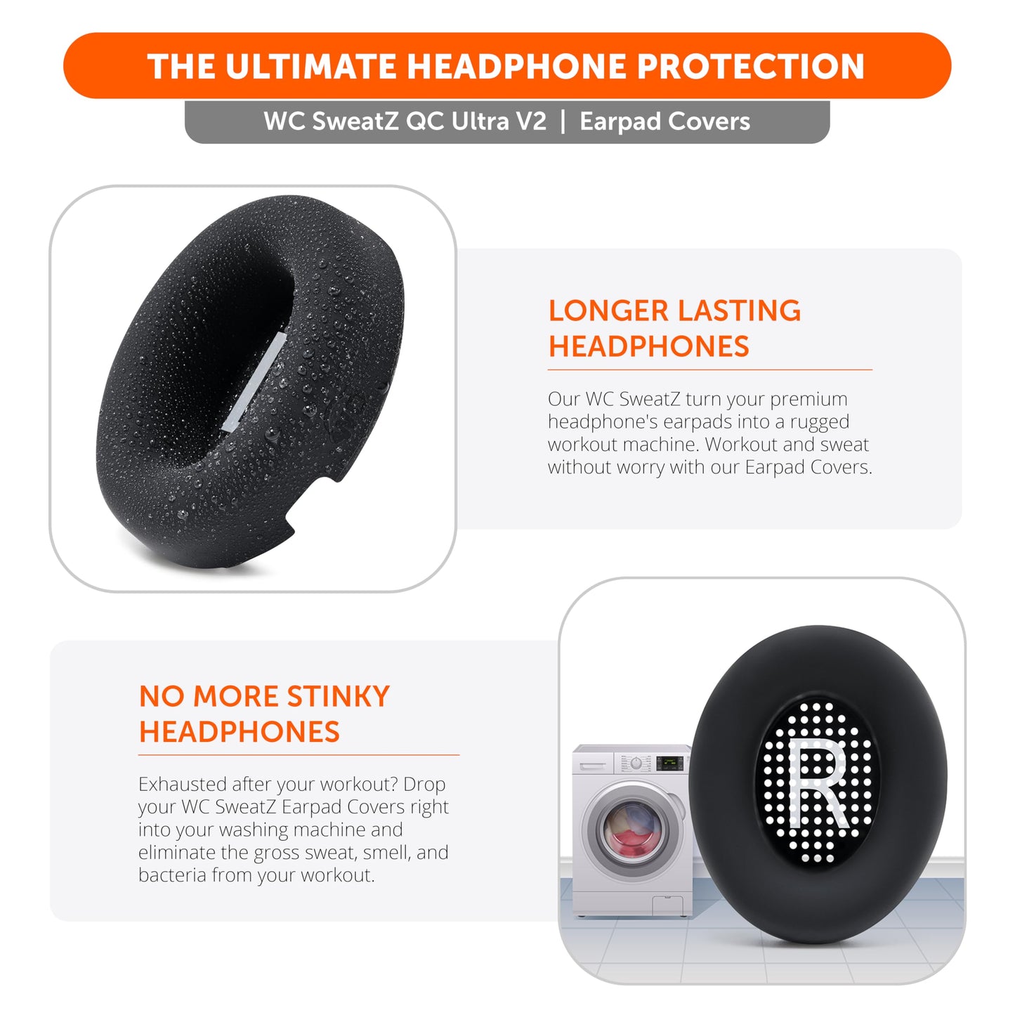 WC SweatZ QC Ultra - Patented Protective Earpad Covers Compatible with Bose QuietComfort Ultra Gen 1 & Gen 2 by Wicked Cushions | Sweatproof