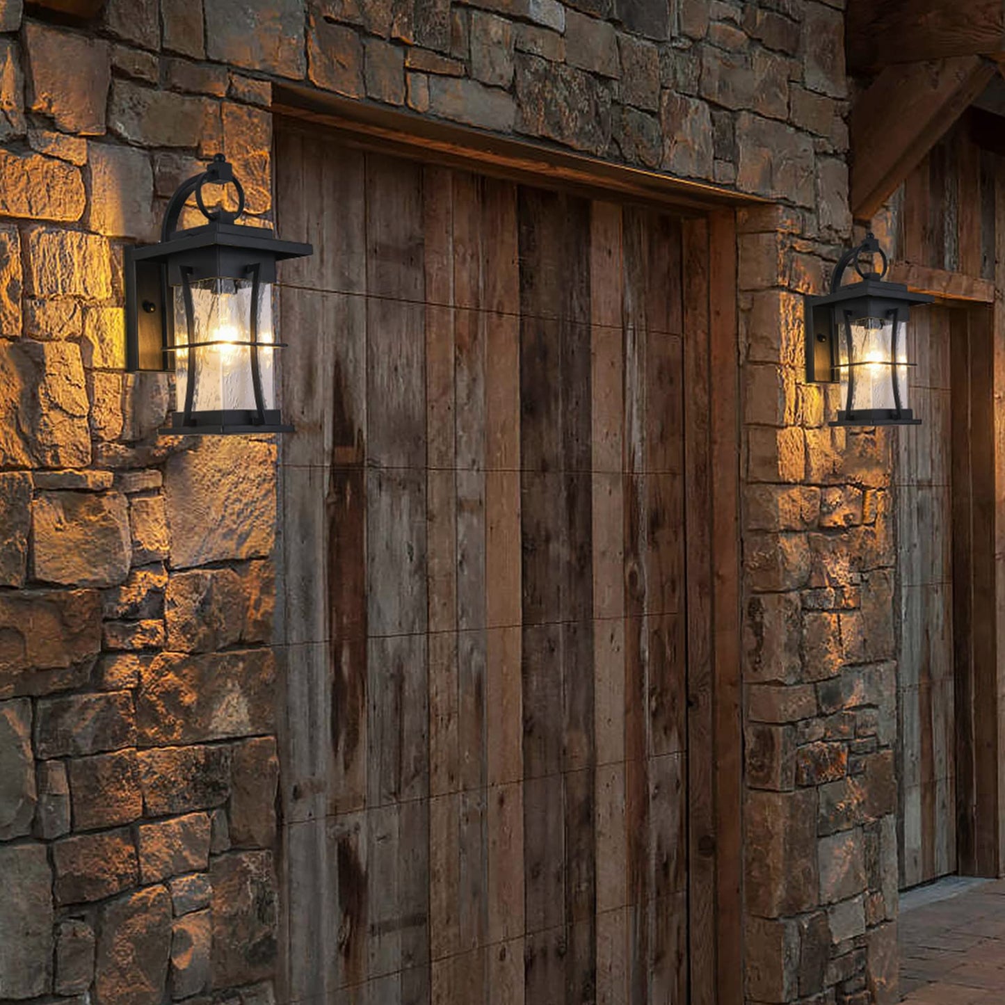 Naurham Outdoor Lighting Fixtures Wall Mount, 1-Light 15''H Dusk to Dawn Exterior Light for House Outdoor Wall Lantern with Clear Glass for Front