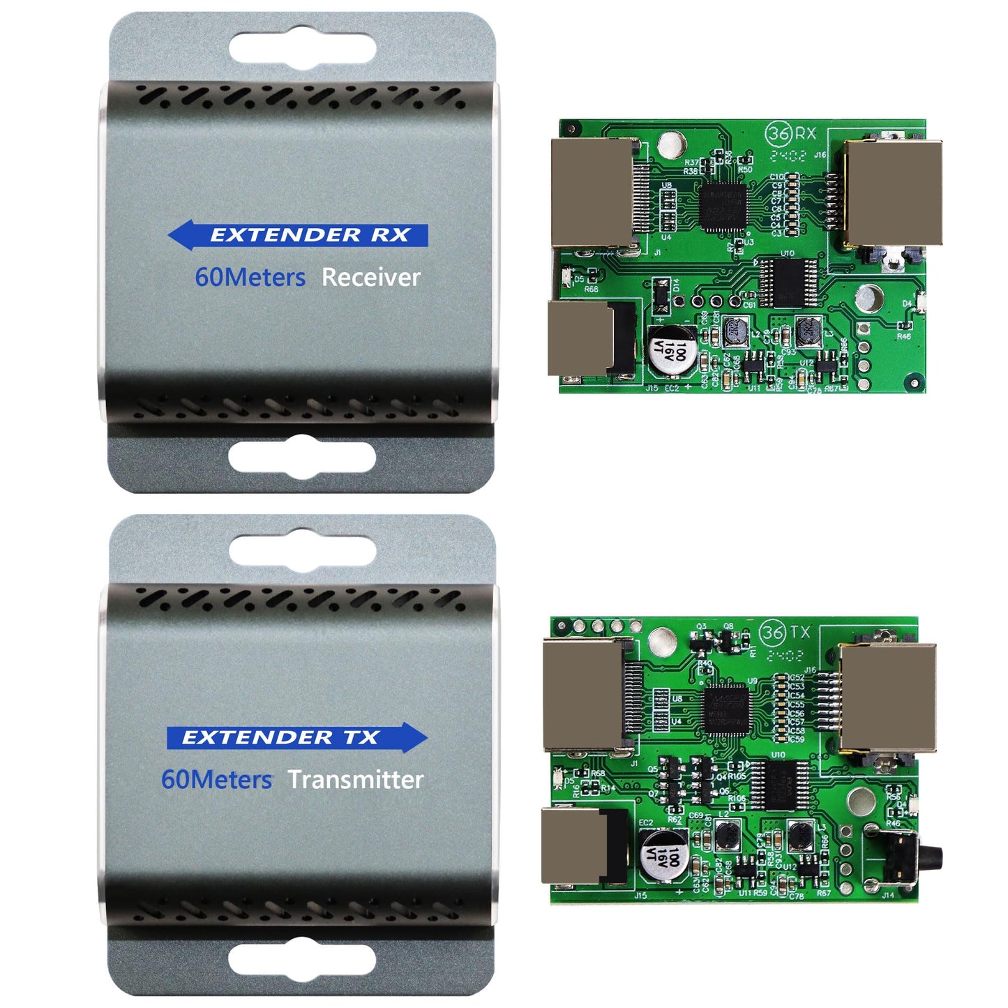 Techigher HDMI Extender Over CAT5e/6,HDMI Over Ethernet,HD MI Over cat6 with 200 FT for 1080@60Hz,RJ45 to HD Converter Plug & Play with 5V Power