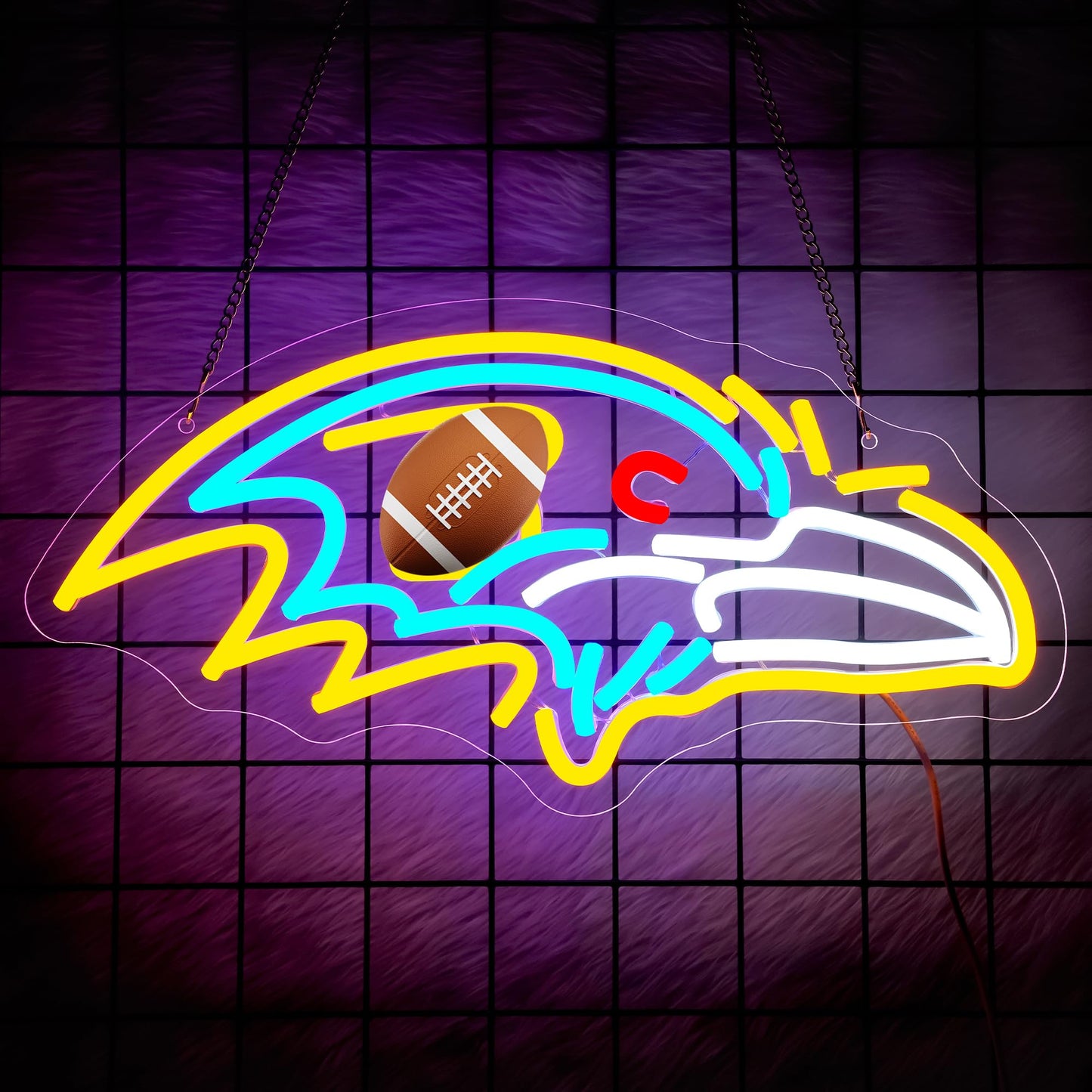 Football Neon Sign for Wall Decor - Team Merch Neon Acrylic USB Powered LED Wall Art Decor, Light Up Sign Dimmable, for Man Cave Game Room Bedroom Bar