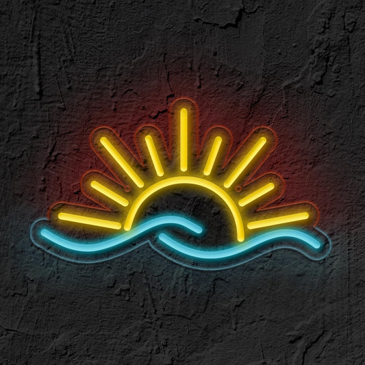 QIXCOZTI Sunrise & Sunset Wave Neon Sign Set USB Dimmable LED Lights for Beach Coastal & Vintage Decor Perfect for Man Caves Bedrooms Weddings Living