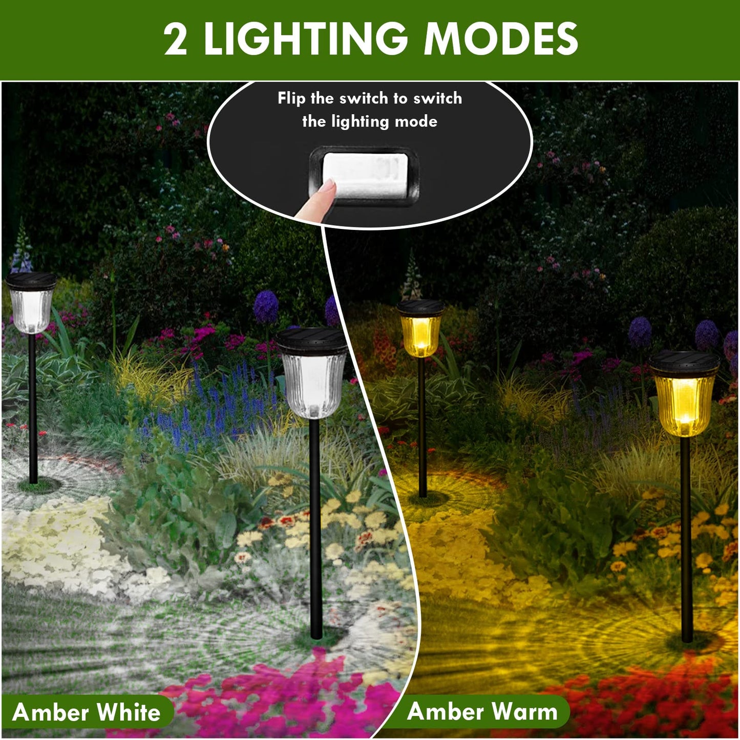 WTGEGF Solar Pathway Lights Outdoor Waterproof, 4 Pack 200 Lumens Super Bright Solar Garden Lights with 2 Lighting Modes, Auto On/Off Outdoor Solar