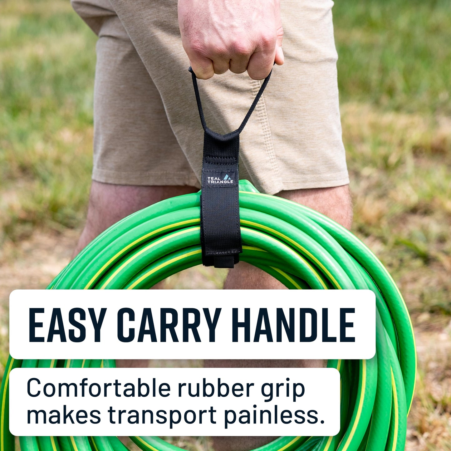 Teal Triangle 3-Pack Cable Straps with Carry Handle, Heavy Duty 15 Inch Gear Ties, Cord Wrap Holds 50 lbs for Garage Storage and Organization, Hook
