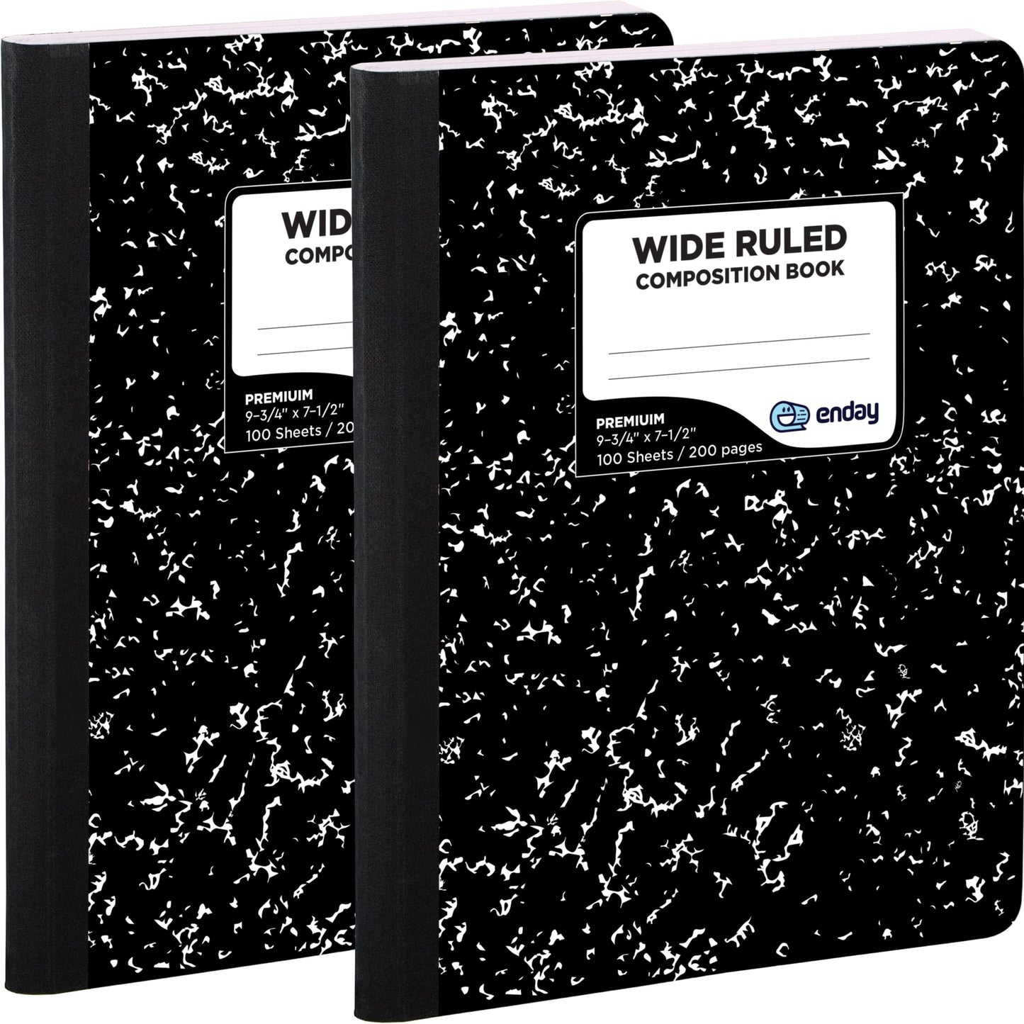 Enday Marble Composition Notebook Wide Ruled (2 Pack) 100 Sheets