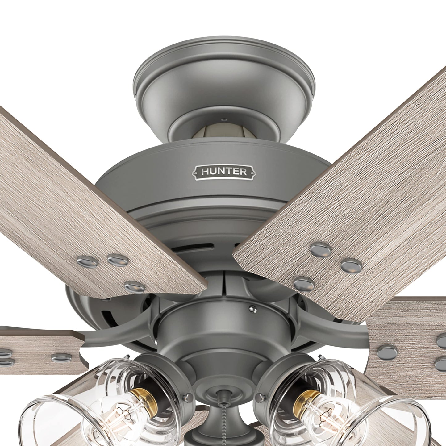 Hunter Fan 52 inch Casual Matte Silver Indoor Ceiling Fan with LED Light Kit and Pull Chain (Renewed)