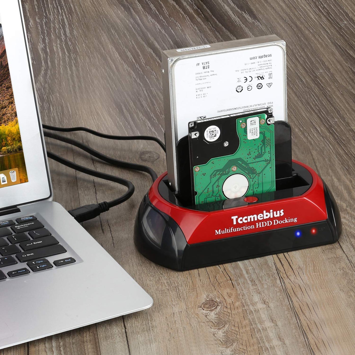 Tccmebius USB 2.0 Hard Drive Docking Station, TCC-S867-US USB 2.0 to 2.5 3.5 Inch SATA IDE Dual Slots Reader External Enclosure, for 2.5" 3.5" IDE