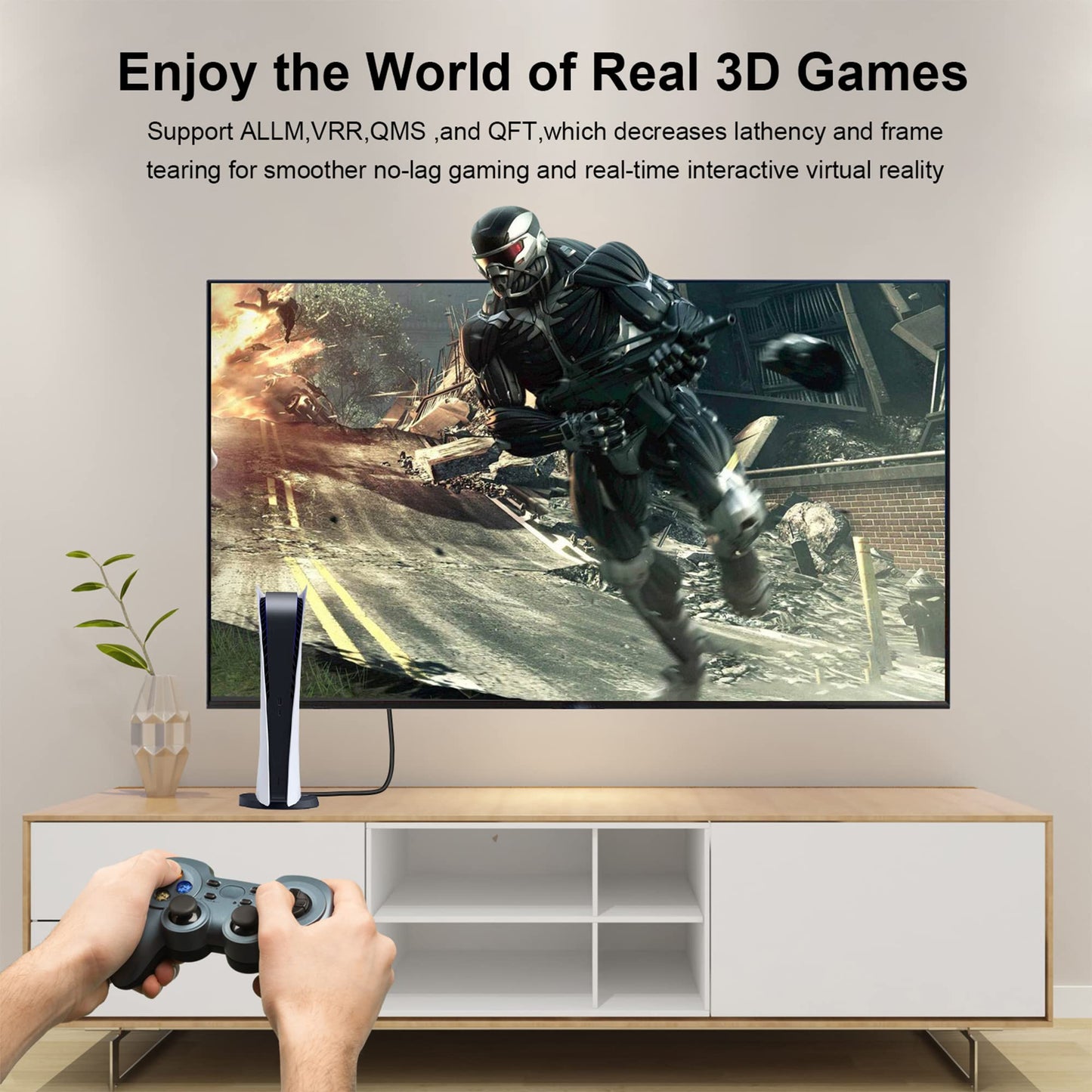 8K Long HDMI Fiber Optic Cable 100Feet/30m, 8K@60hz, 4K@120hz, HDMI 2.1 Cable 100FT, 48Gbps Ultra High Speed, Support HDR, eARC, Compatible for PC